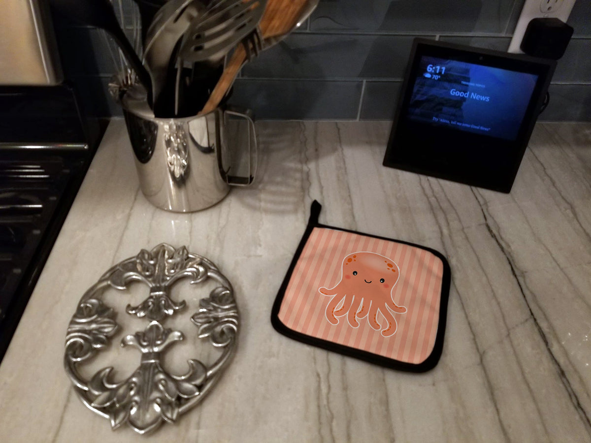 Octopus Pot Holder Set of 2 Heat Resistant Quilted Hot Pads 7.5 x 7.5 Inch, Insulated Kitchen Trivets for Cooking & Baking