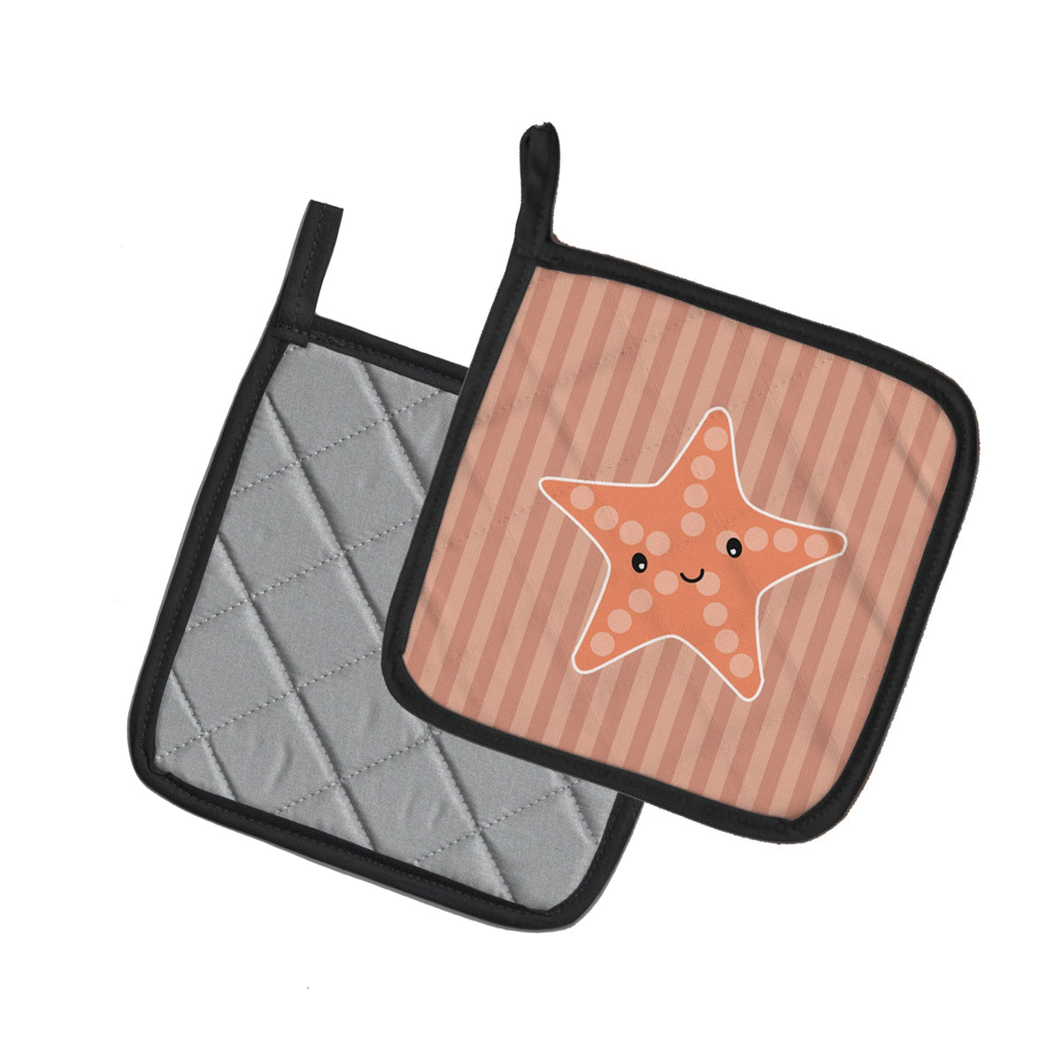 Starfish Pot Holder Set of 2 Heat Resistant Quilted Hot Pads 7.5 x 7.5 Inch, Insulated Kitchen Trivets for Cooking & Baking