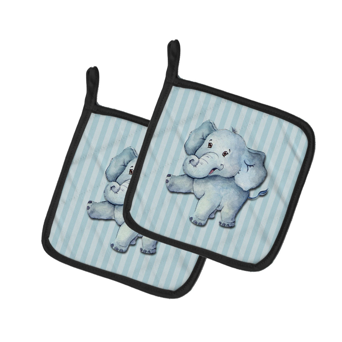 Elephant Pot Holder Set of 2 Heat Resistant Quilted Hot Pads 7.5 x 7.5 Inch, Insulated Kitchen Trivets for Cooking & Baking