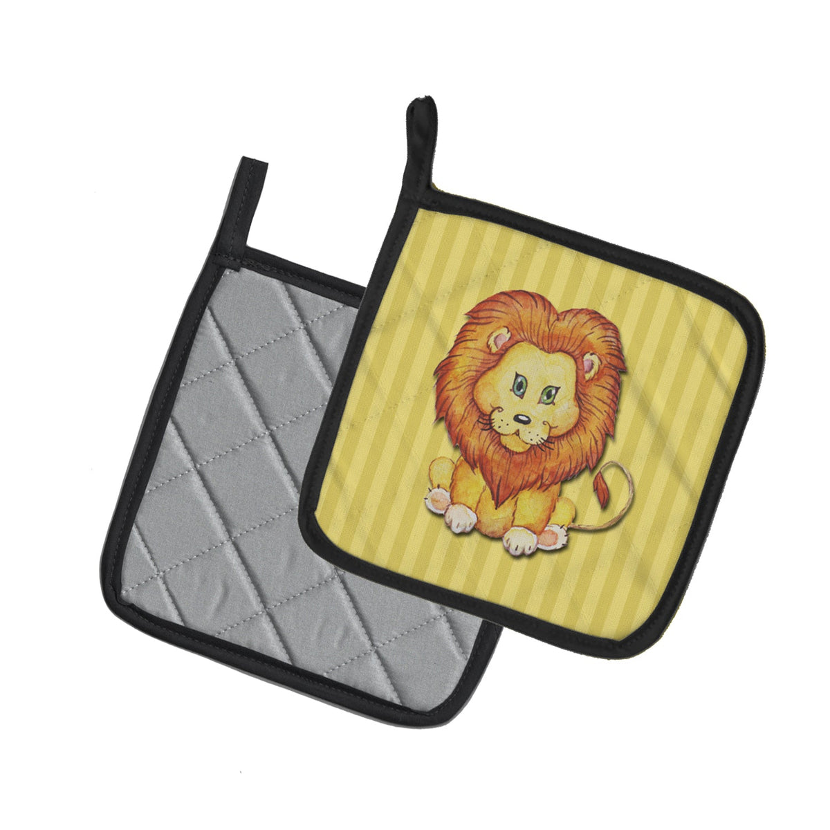 Lion Pot Holder Set of 2 Heat Resistant Quilted Hot Pads 7.5 x 7.5 Inch, Insulated Kitchen Trivets for Cooking & Baking