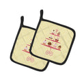 3 Tier Cupcakes on Yellow Pot Holder Set of 2 Heat Resistant Quilted Hot Pads 7.5 x 7.5 Inch, Insulated Kitchen Trivets for Cooking & Baking