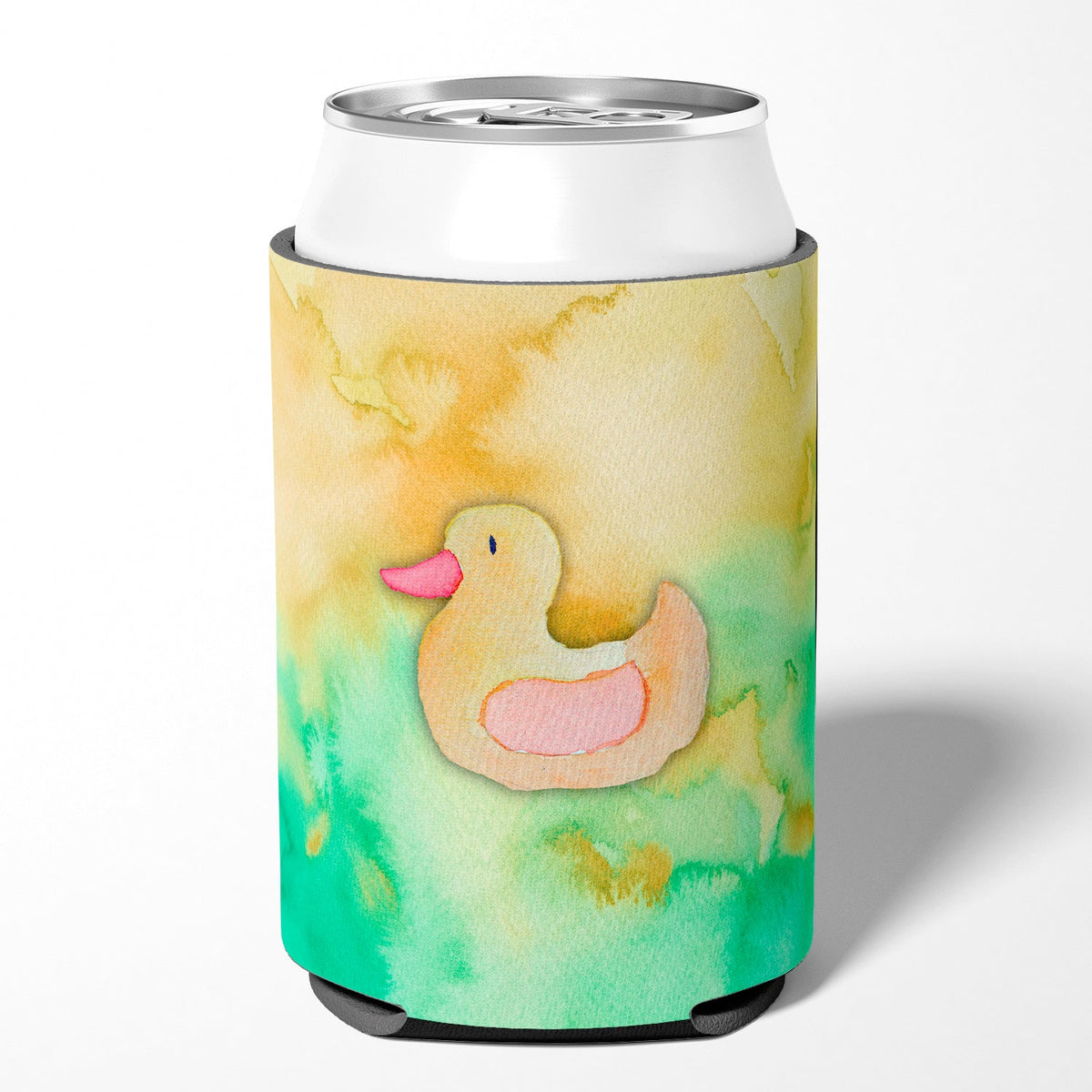 Rubber Duckie Watercolor Can or Bottle Hugger Cooler Sleeve for Standard 12 oz Cans, Insulated Foam Beer & Soda Can Hugger Reusable