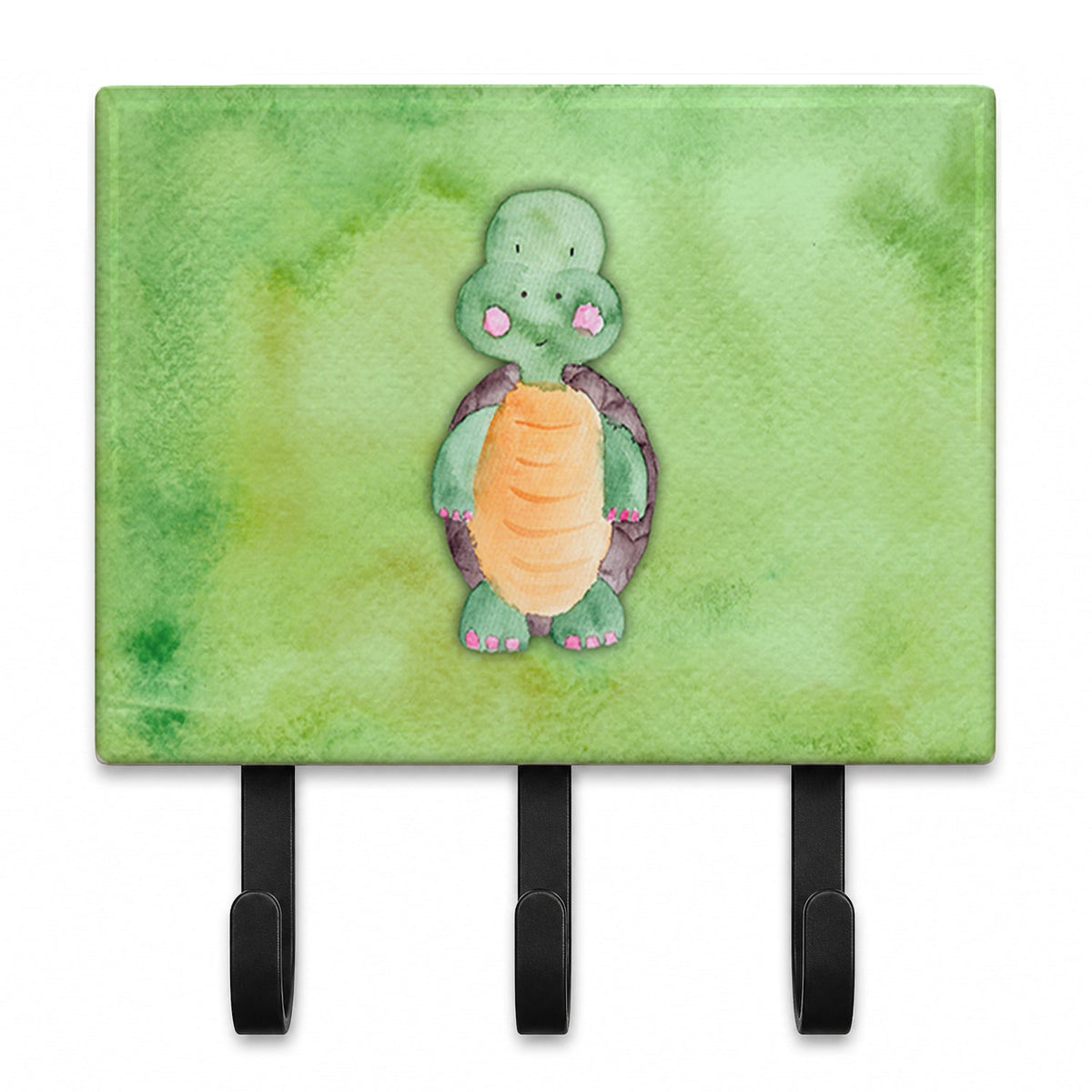 Turtle Watercolor Leash or Key Holder Wall Hooks, Coat Rack Wall Mount, for Hanging Keys, Towels, Aprons, Leashes