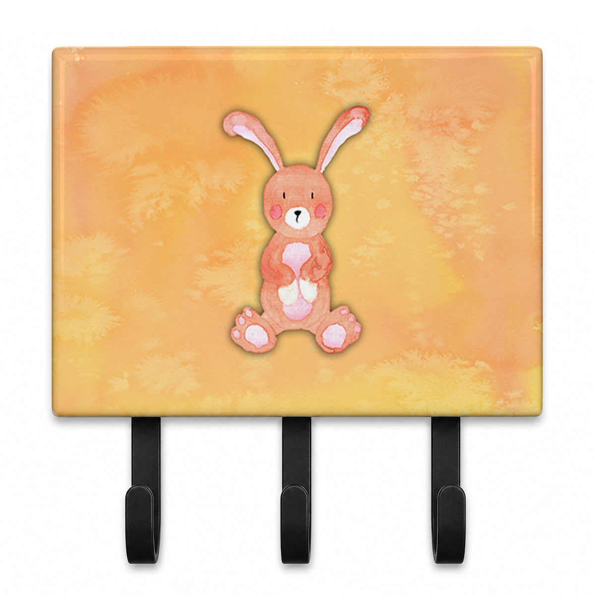 Rabbit Watercolor Leash or Key Holder Wall Hooks, Coat Rack Wall Mount, for Hanging Keys, Towels, Aprons, Leashes