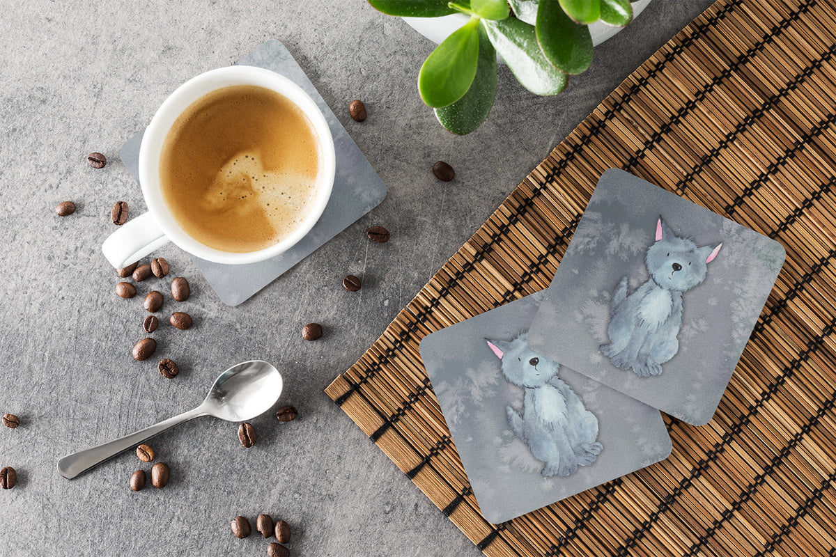 Wolf Watercolor Foam Coasters Set of 4 Cup Coasters for Indoor Outdoor, Tabletop Protection, Anti Slip, Mouse pad Material
