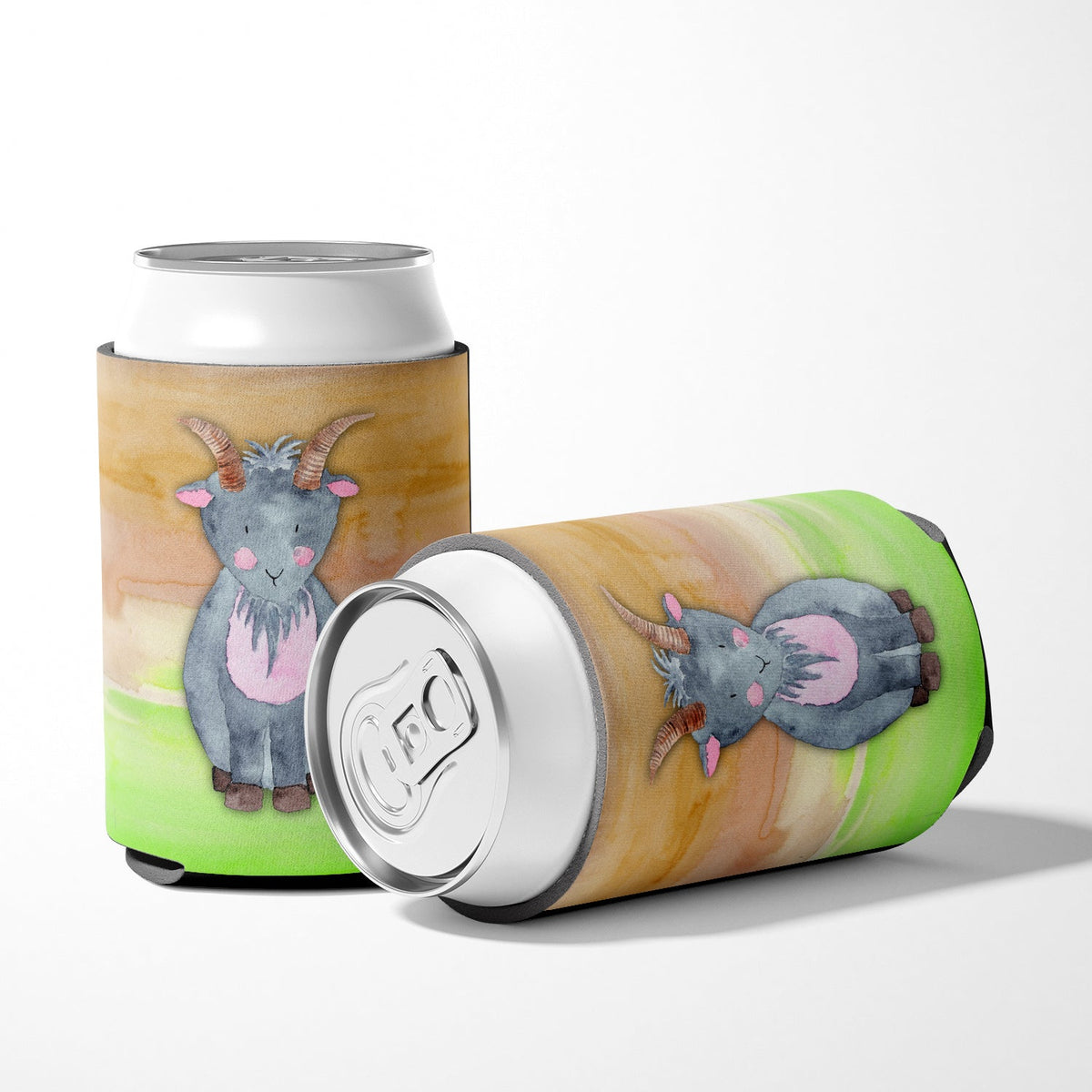 Goat Watercolor Can or Bottle Hugger Cooler Sleeve for Standard 12 oz Cans, Insulated Foam Beer & Soda Can Hugger Reusable