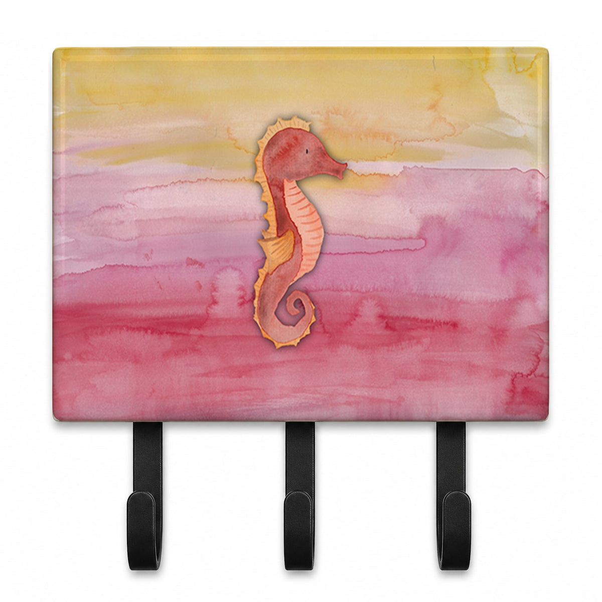 Seahorse Watercolor Leash or Key Holder Wall Hooks, Coat Rack Wall Mount, for Hanging Keys, Towels, Aprons, Leashes