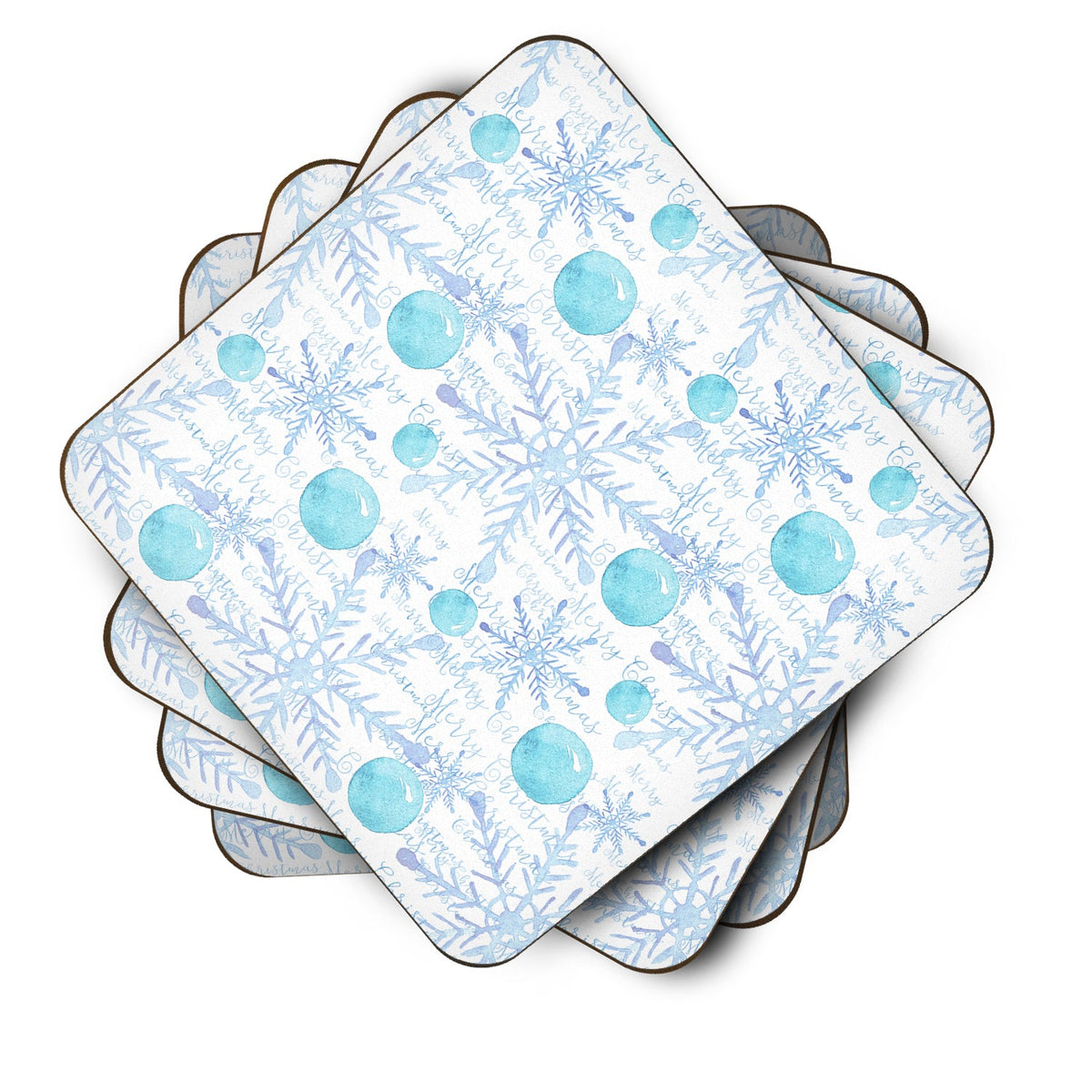 Winter Snowflakes on White Foam Coasters Set of 4 Cup Coasters for Indoor Outdoor, Tabletop Protection, Anti Slip, Mouse pad Material