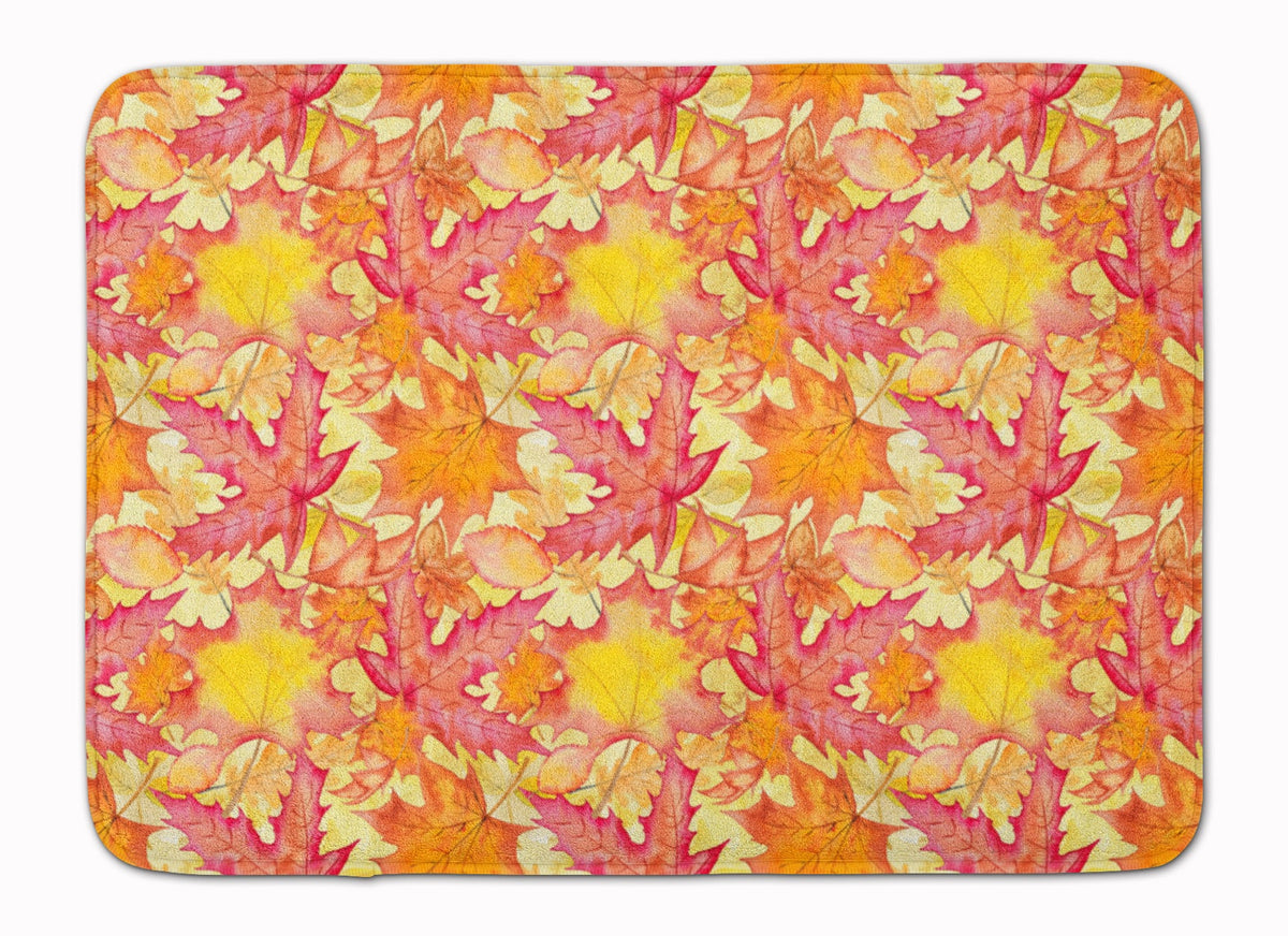 Fall Leaves Watercolor Red Memory Foam Kitchen Mat Machine Washable Anti-Fatigue Cushion Comfort Bath or Kitchen Rug
