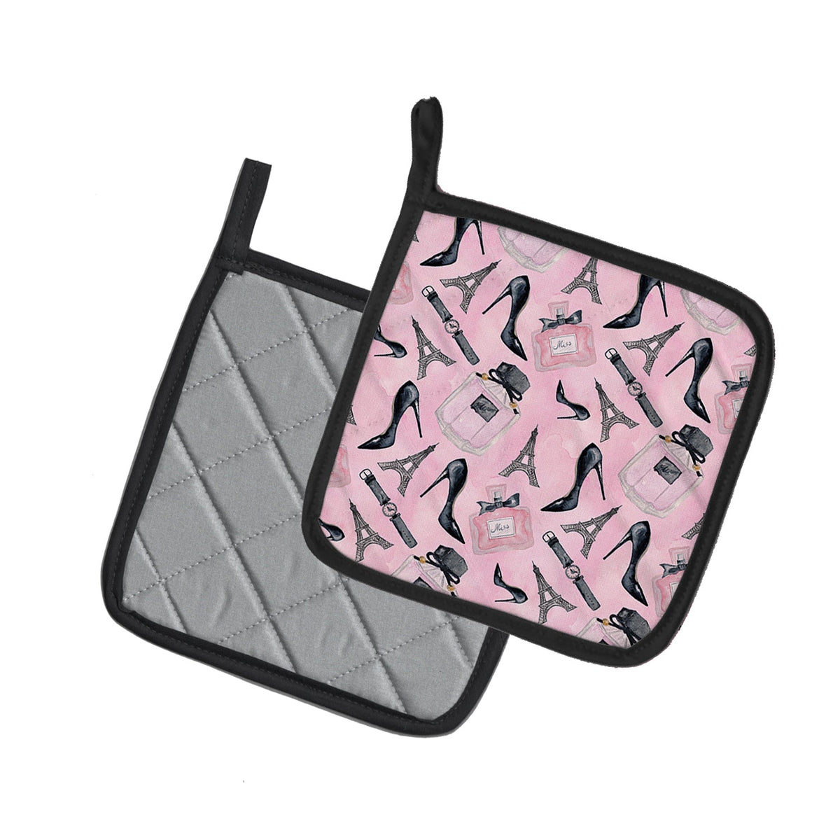 Watercolor Fashion Diva Shoes and accessories Pot Holder Set of 2 Heat Resistant Quilted Hot Pads 7.5 x 7.5 Inch, Insulated Kitchen Trivets for Cooking & Baking