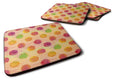 Watercolor Rainbow Dots and Sqiggles Foam Coasters Set of 4 Cup Coasters for Indoor Outdoor, Tabletop Protection, Anti Slip, Mouse pad Material