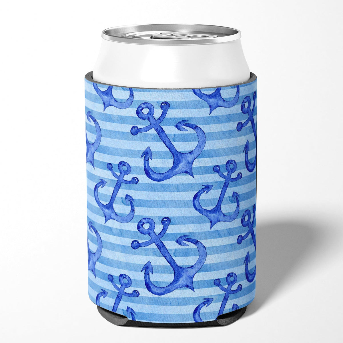 Beach Watercolor Anchors Can or Bottle Hugger Cooler Sleeve for Standard 12 oz Cans, Insulated Foam Beer & Soda Can Hugger Reusable