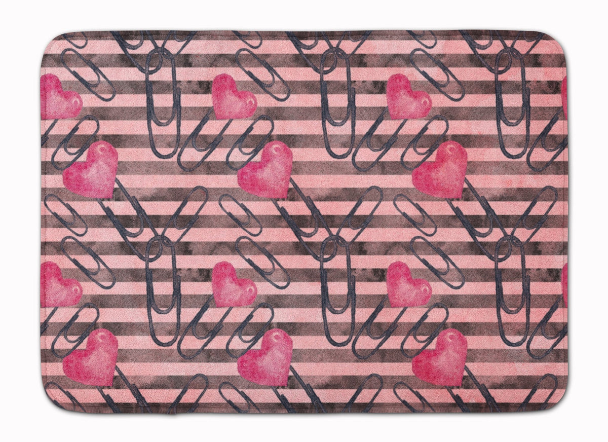 Watercolor Heart Paper Clips Memory Foam Kitchen Mat Machine Washable Anti-Fatigue Cushion Comfort Bath or Kitchen Rug