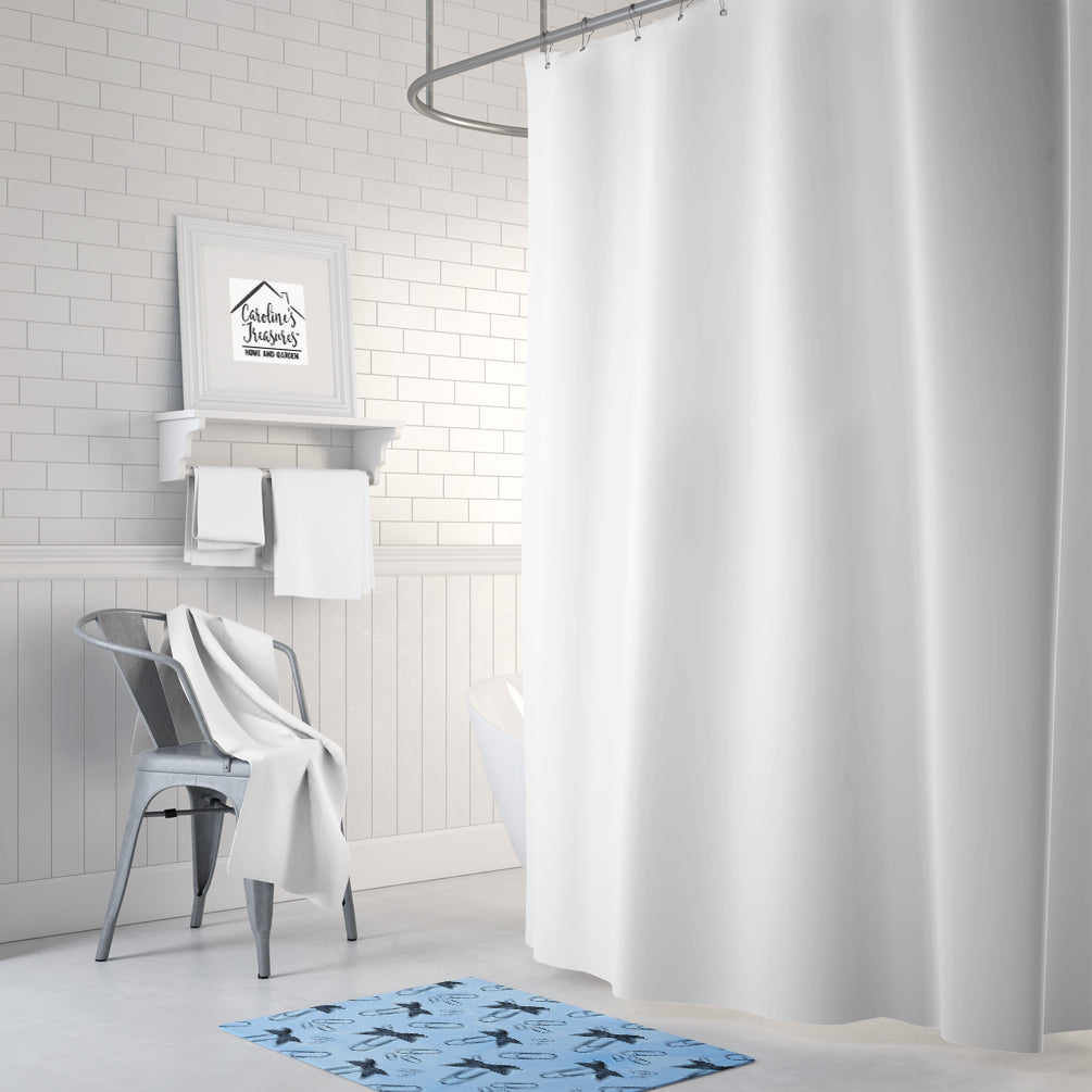 Watercolor Paper Clips Blue Memory Foam Kitchen Mat Machine Washable Anti-Fatigue Cushion Comfort Bath or Kitchen Rug
