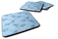Watercolor Cinderella Shoe in Blue Foam Coasters Set of 4 Cup Coasters for Indoor Outdoor, Tabletop Protection, Anti Slip, Mouse pad Material