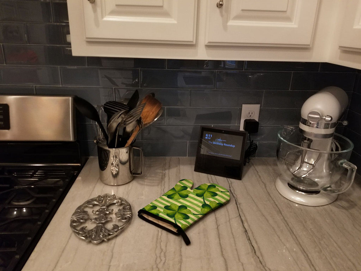 Watercolor Shamrock Stripes Oven Mitt Heat Resistant Thick Oven Mitt for Hot Pans and Oven, Kitchen Mitt Protect Hands, Cooking Baking Glove