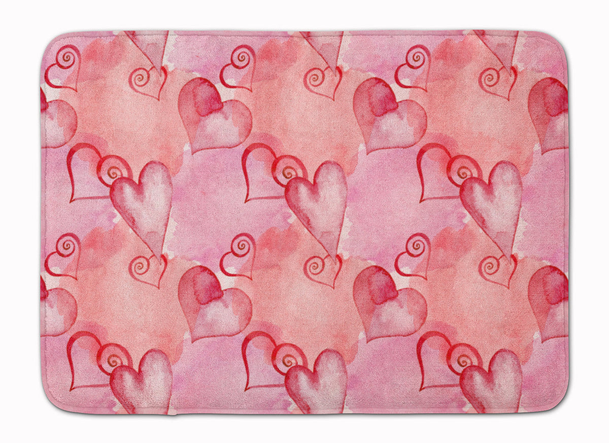 Watercolor Red Hearts Memory Foam Kitchen Mat Machine Washable Anti-Fatigue Cushion Comfort Bath or Kitchen Rug