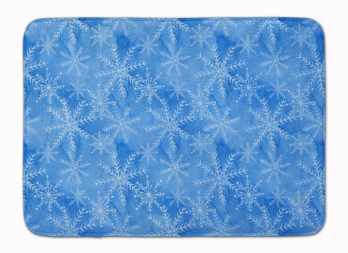Watercolor Dark Blue Winter Snowflakes Memory Foam Kitchen Mat Machine Washable Anti-Fatigue Cushion Comfort Bath or Kitchen Rug