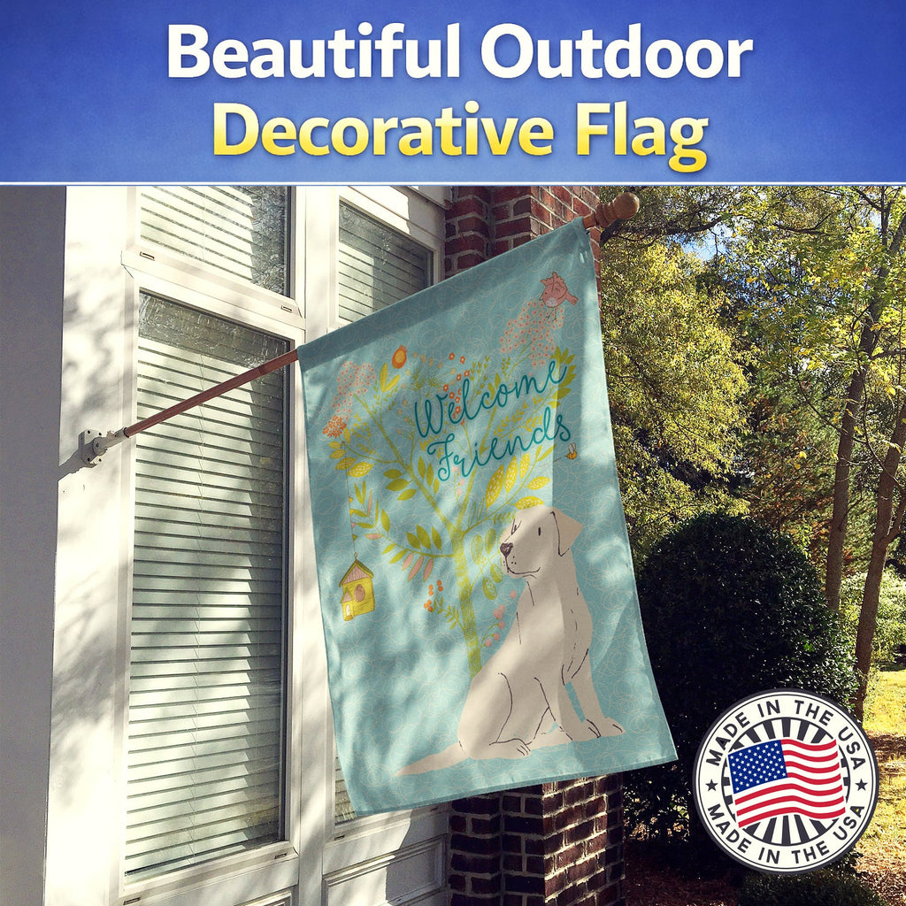 Welcome Friends Yellow Labrador Retriever House Flag 28x40 Porch Sleeve Pole Decorative Outside Yard Banner Artwork Wall Hanging, Polyester
