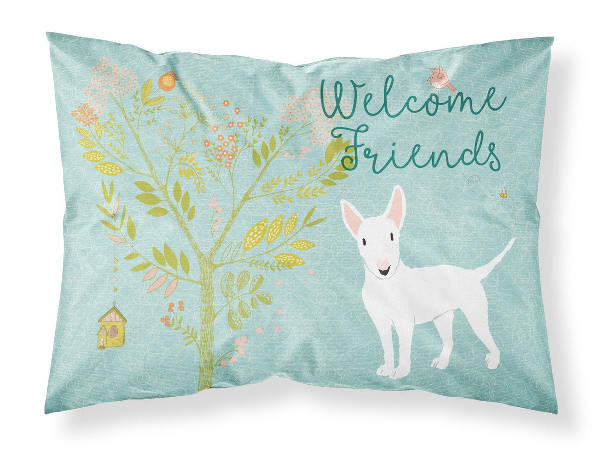 Welcome Friends White Bull Terrier Standard Pillowcase Lightweight Super Soft Easy Care Decorative Artwork Pillowcase, Standard