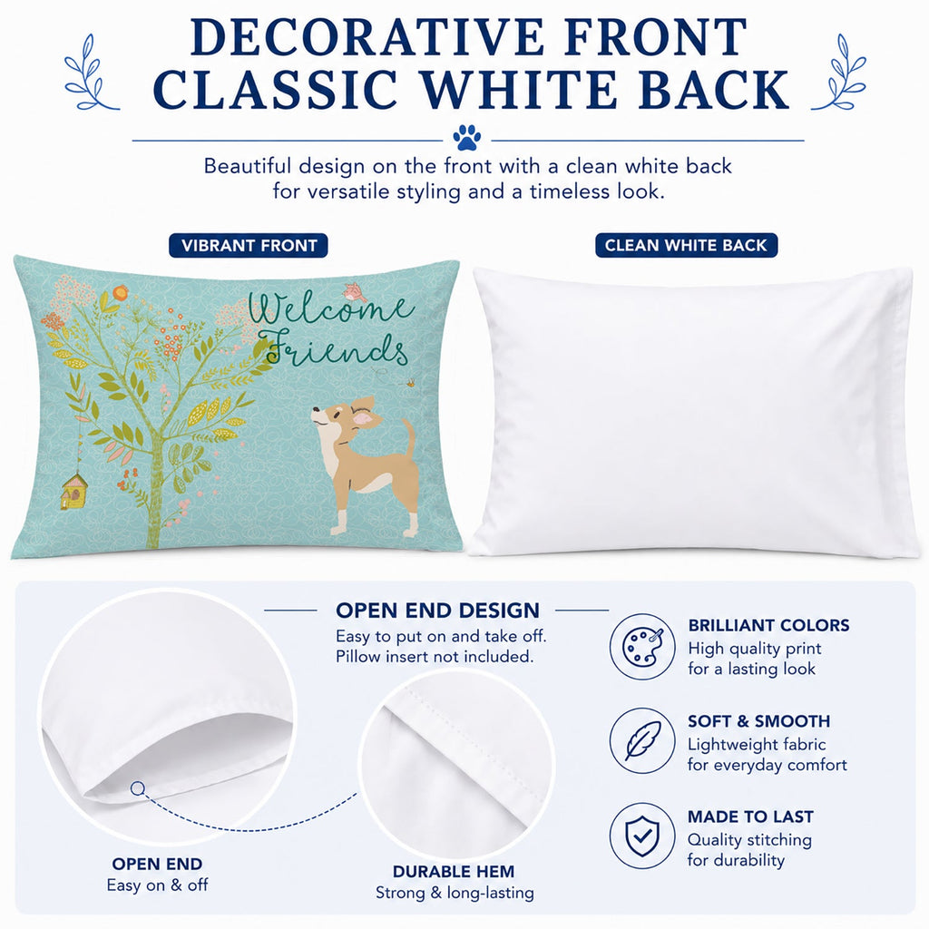 Welcome Friends Brown White Chihuahua Standard Pillowcase Lightweight Super Soft Easy Care Decorative Artwork Pillowcase, Standard