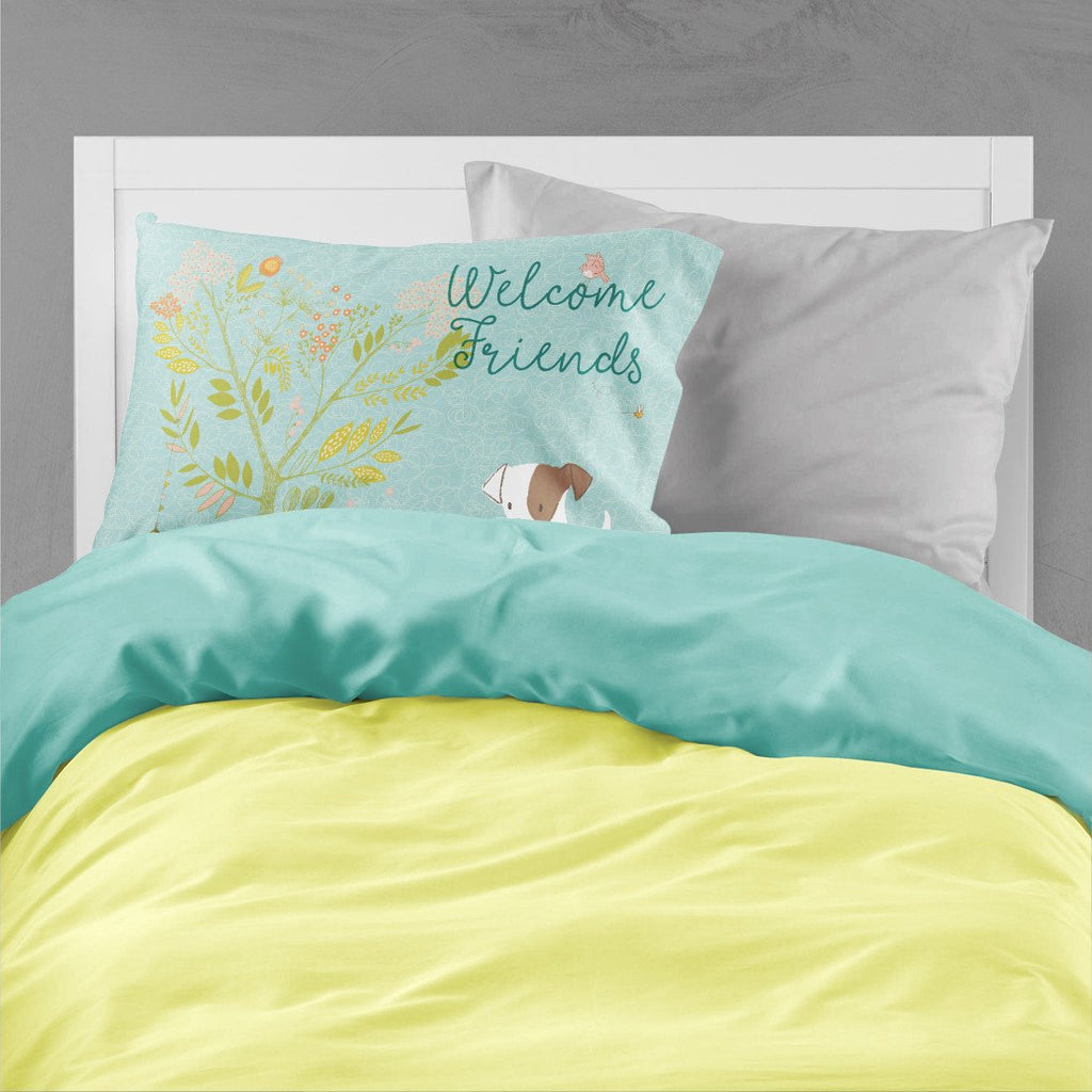 Welcome Friends Jack Russell Terrier Puppy Standard Pillowcase Lightweight Super Soft Easy Care Decorative Artwork Pillowcase, Standard