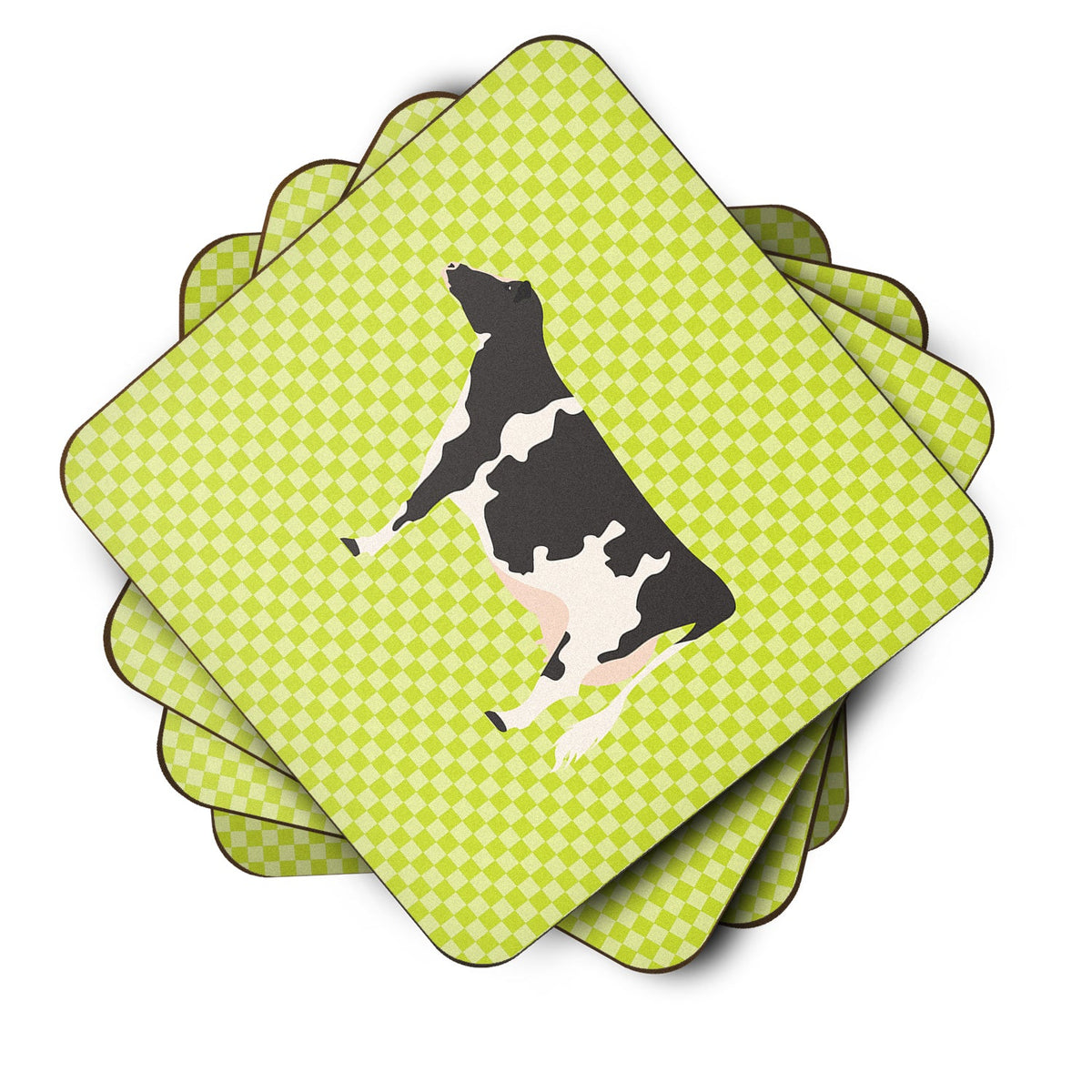 Holstein Cow Green Foam Coasters Set of 4 Cup Coasters for Indoor Outdoor, Tabletop Protection, Anti Slip, Mouse pad Material