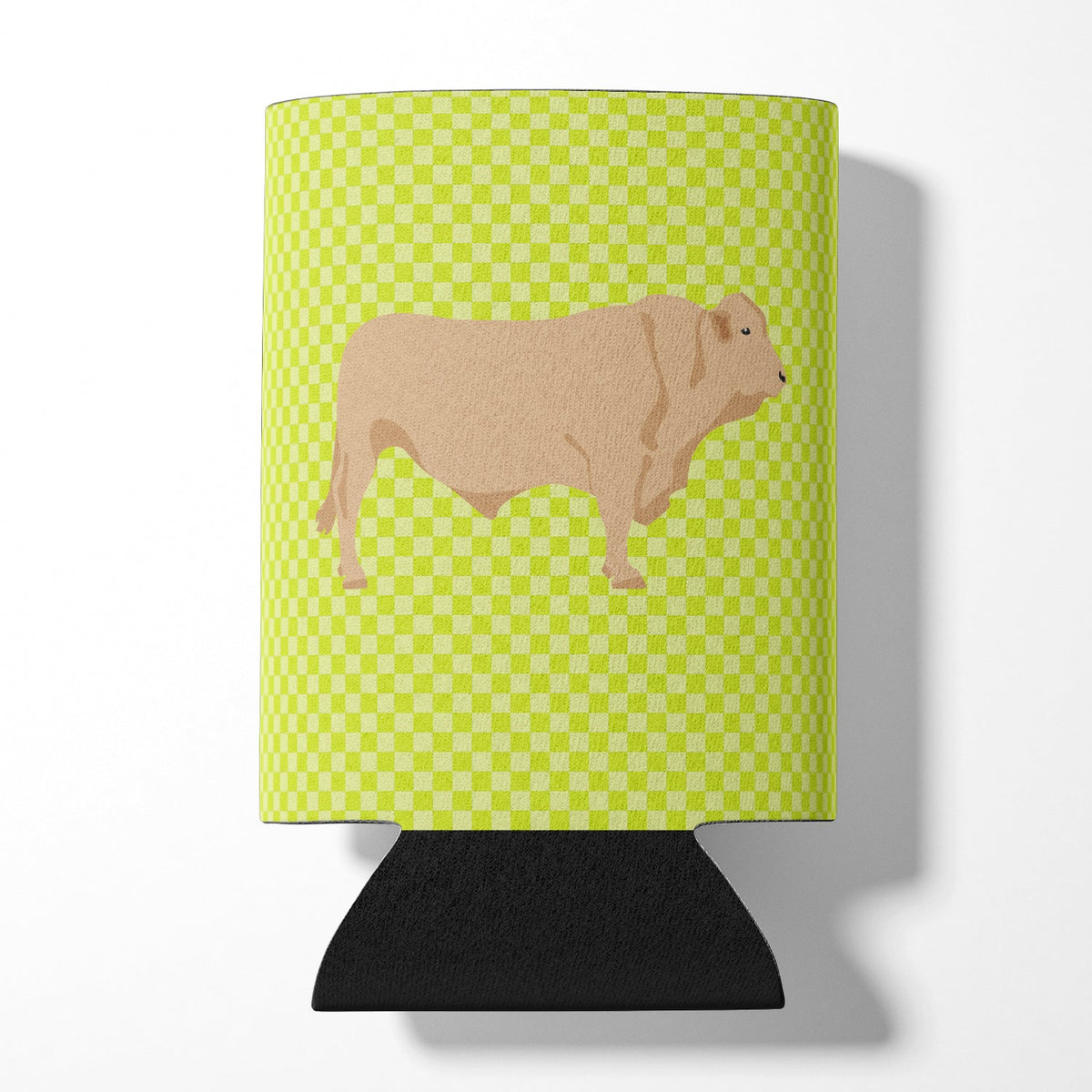Charolais Cow Green Can or Bottle Hugger Cooler Sleeve for Standard 12 oz Cans, Insulated Foam Beer & Soda Can Hugger Reusable