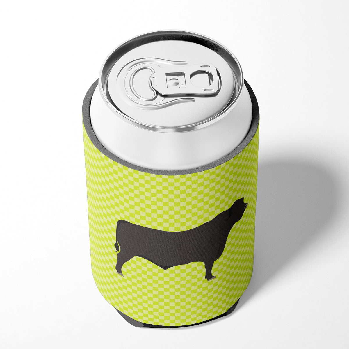 Black Angus Cow Green Can or Bottle Hugger Cooler Sleeve for Standard 12 oz Cans, Insulated Foam Beer & Soda Can Hugger Reusable