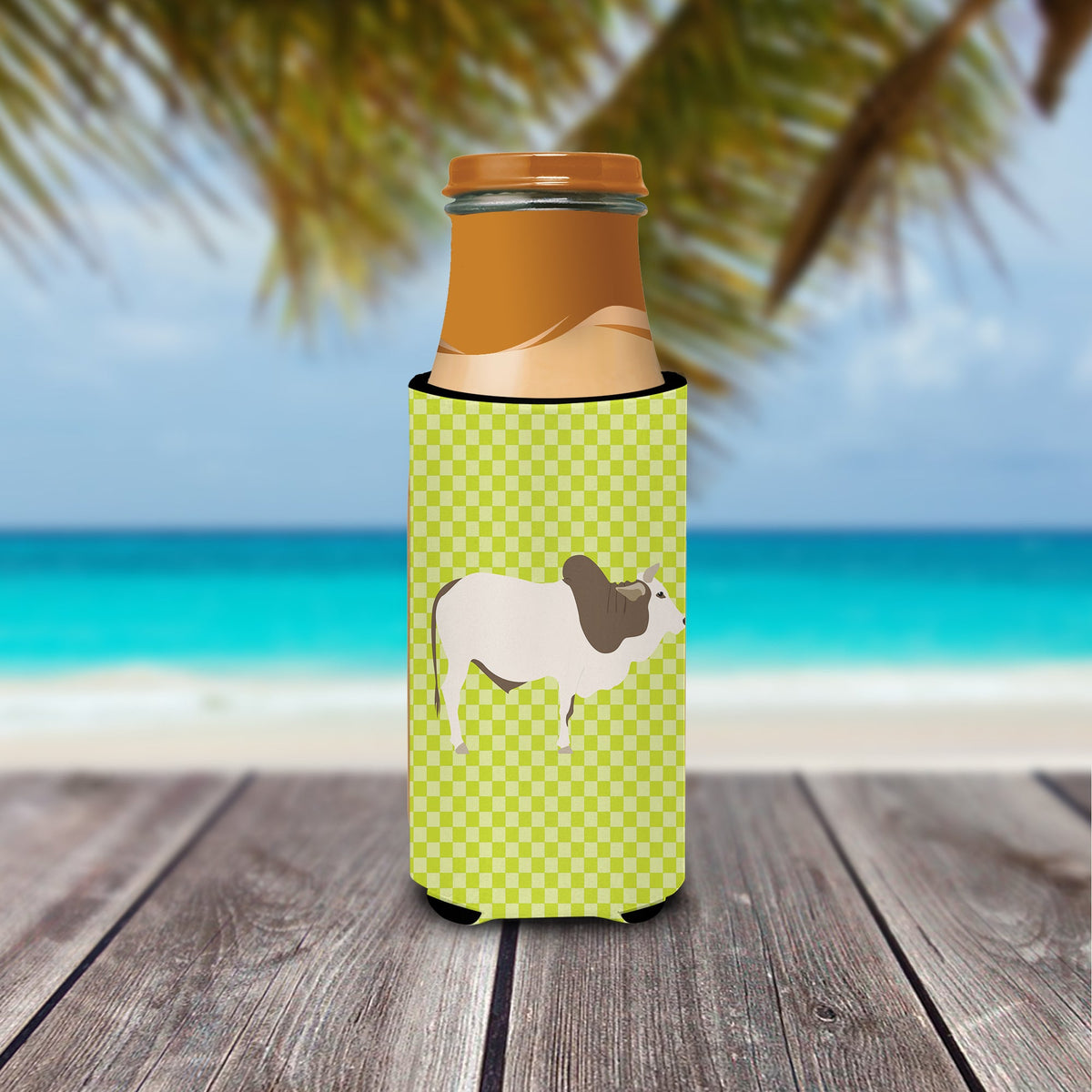 Malvi Cow Green Slim Can Hugger , Insulated Foam Hugger for 12 oz Slim Cans, Beer Bottles & Water Bottles, Printed in USA