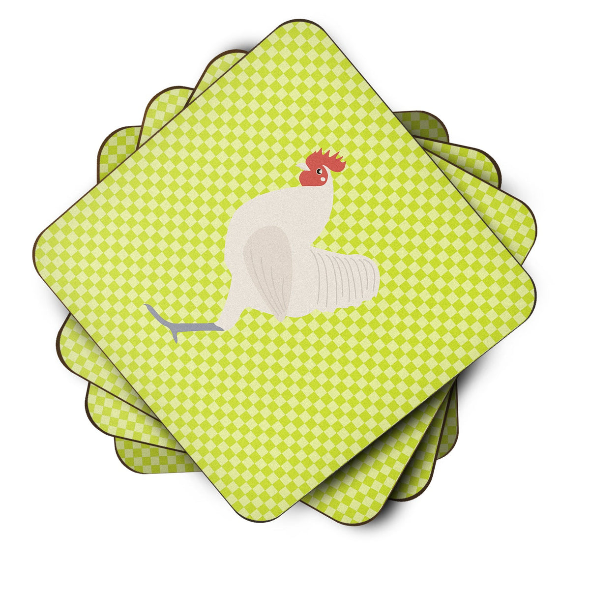 German Langshan Chicken Green Foam Coasters Set of 4 Cup Coasters for Indoor Outdoor, Tabletop Protection, Anti Slip, Mouse pad Material