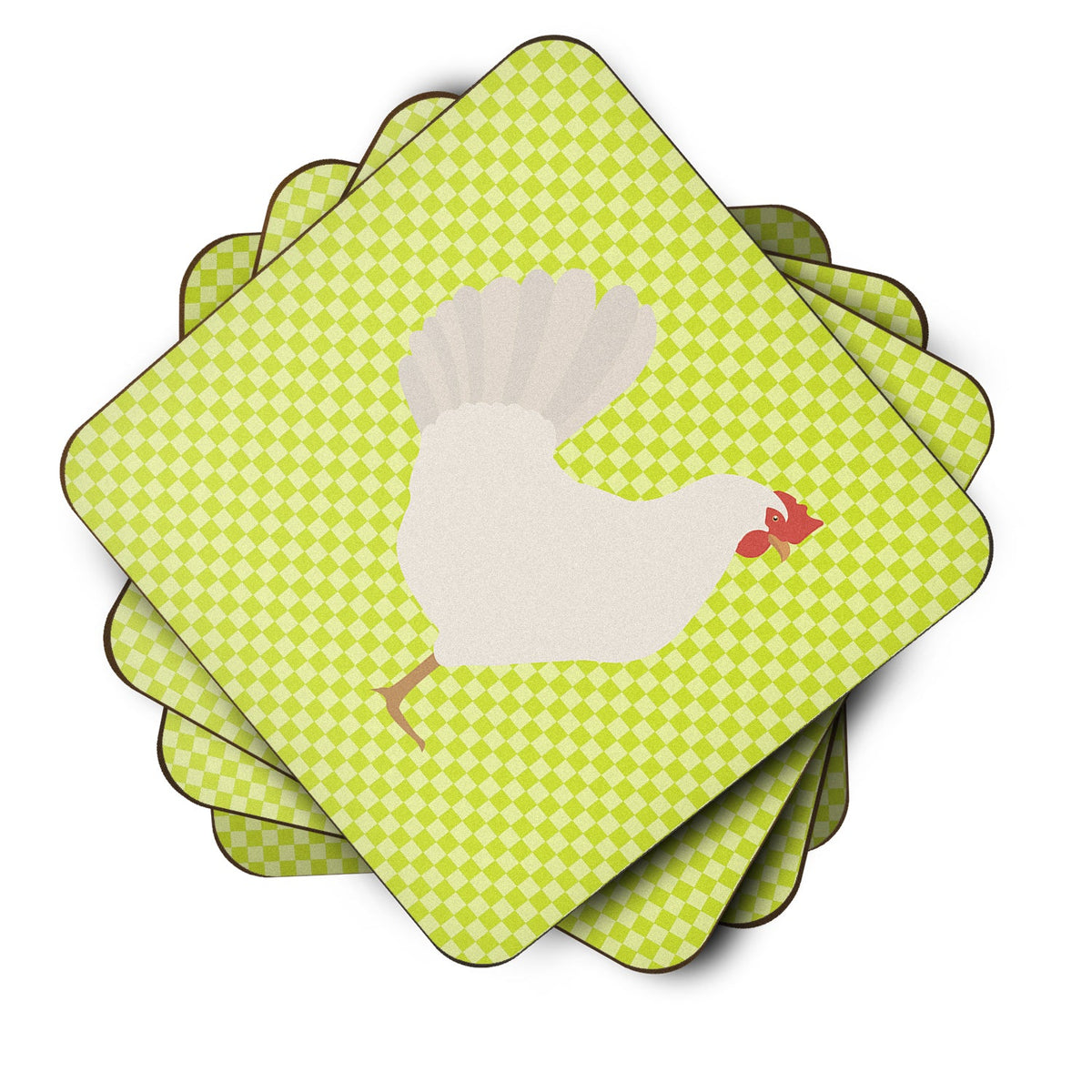 Leghorn Chicken Green Foam Coasters Set of 4 Cup Coasters for Indoor Outdoor, Tabletop Protection, Anti Slip, Mouse pad Material