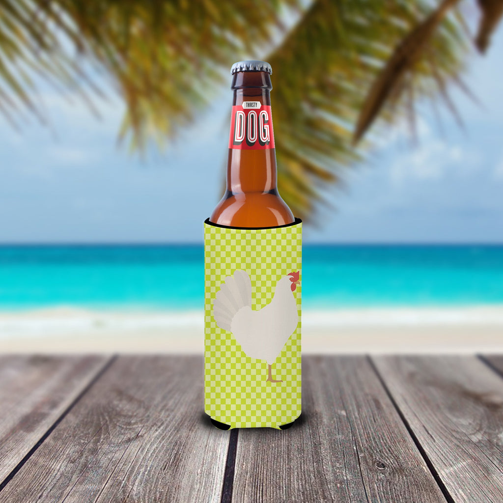 Leghorn Chicken Green Slim Can Hugger , Insulated Foam Hugger for 12 oz Slim Cans, Beer Bottles & Water Bottles, Printed in USA