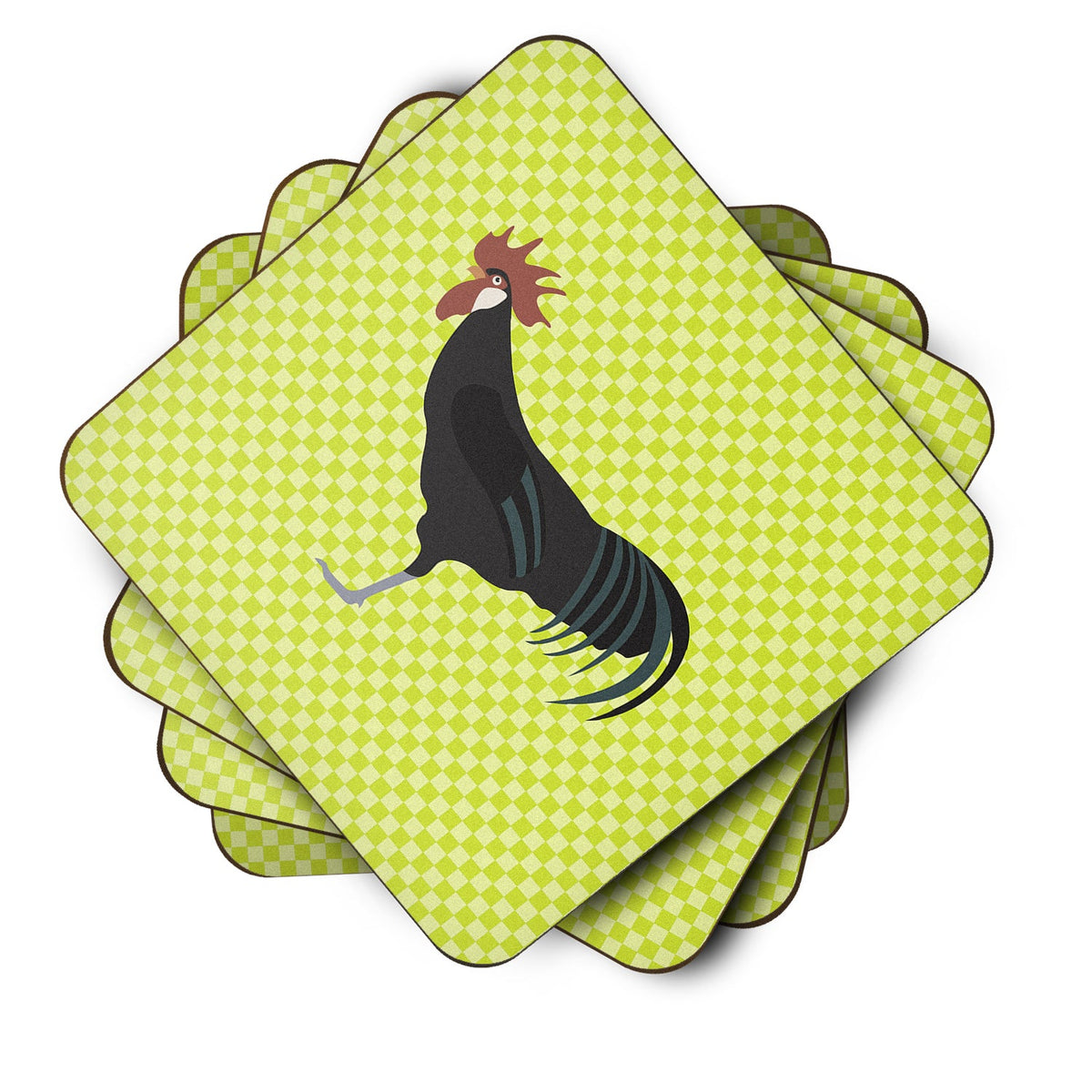 Minorca Ctalalan Chicken Green Foam Coasters Set of 4 Cup Coasters for Indoor Outdoor, Tabletop Protection, Anti Slip, Mouse pad Material