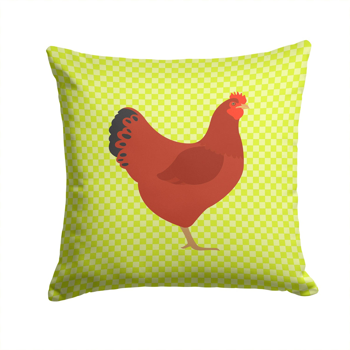 New Hampshire Red Chicken Green Decorative Throw Pillow 14x14 Indoor Outdoor Accent Cushion, Fabric Cover with Insert for Sofa, Bed, Porch & Living Room