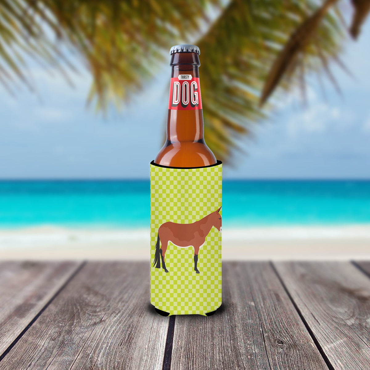 Mule Green Slim Can Hugger , Insulated Foam Hugger for 12 oz Slim Cans, Beer Bottles & Water Bottles, Printed in USA
