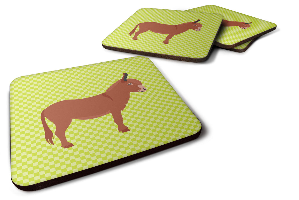 Irish Donkey Green Foam Coasters Set of 4 Cup Coasters for Indoor Outdoor, Tabletop Protection, Anti Slip, Mouse pad Material