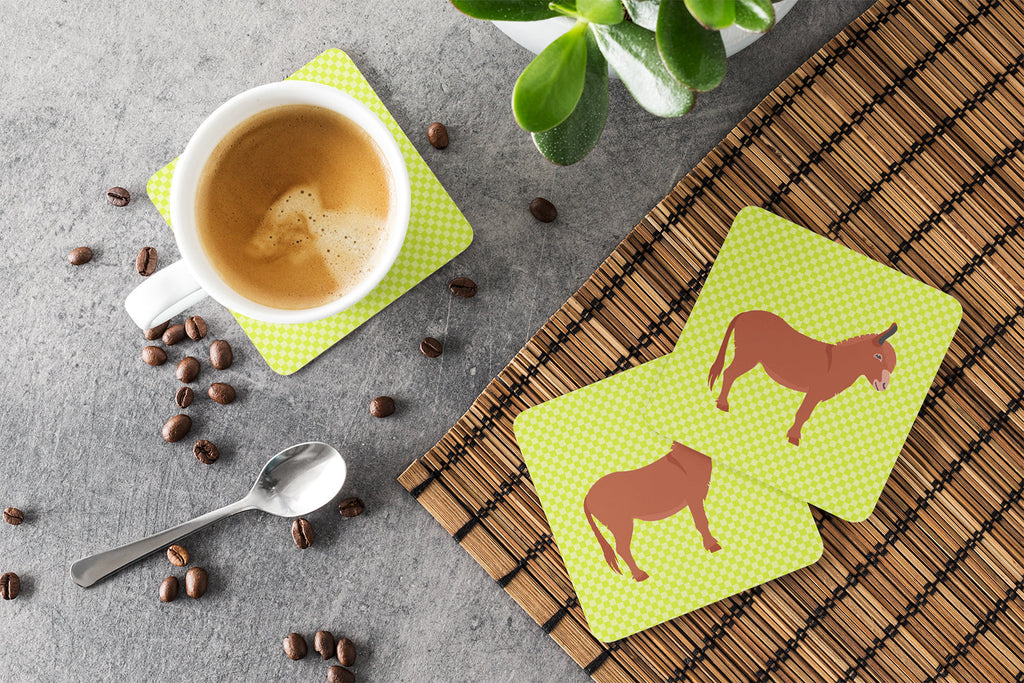 Irish Donkey Green Foam Coasters Set of 4 Cup Coasters for Indoor Outdoor, Tabletop Protection, Anti Slip, Mouse pad Material