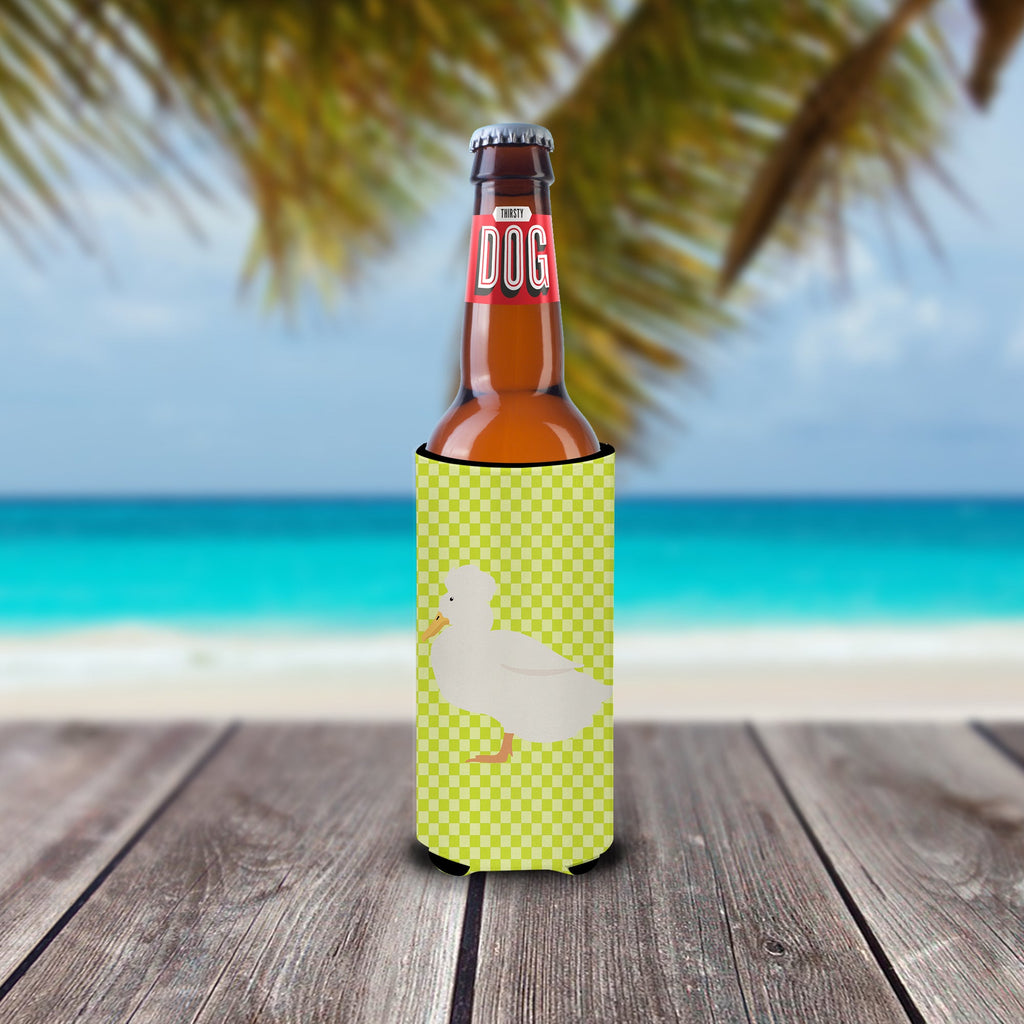 Crested Duck Green Slim Can Hugger , Insulated Foam Hugger for 12 oz Slim Cans, Beer Bottles & Water Bottles, Printed in USA