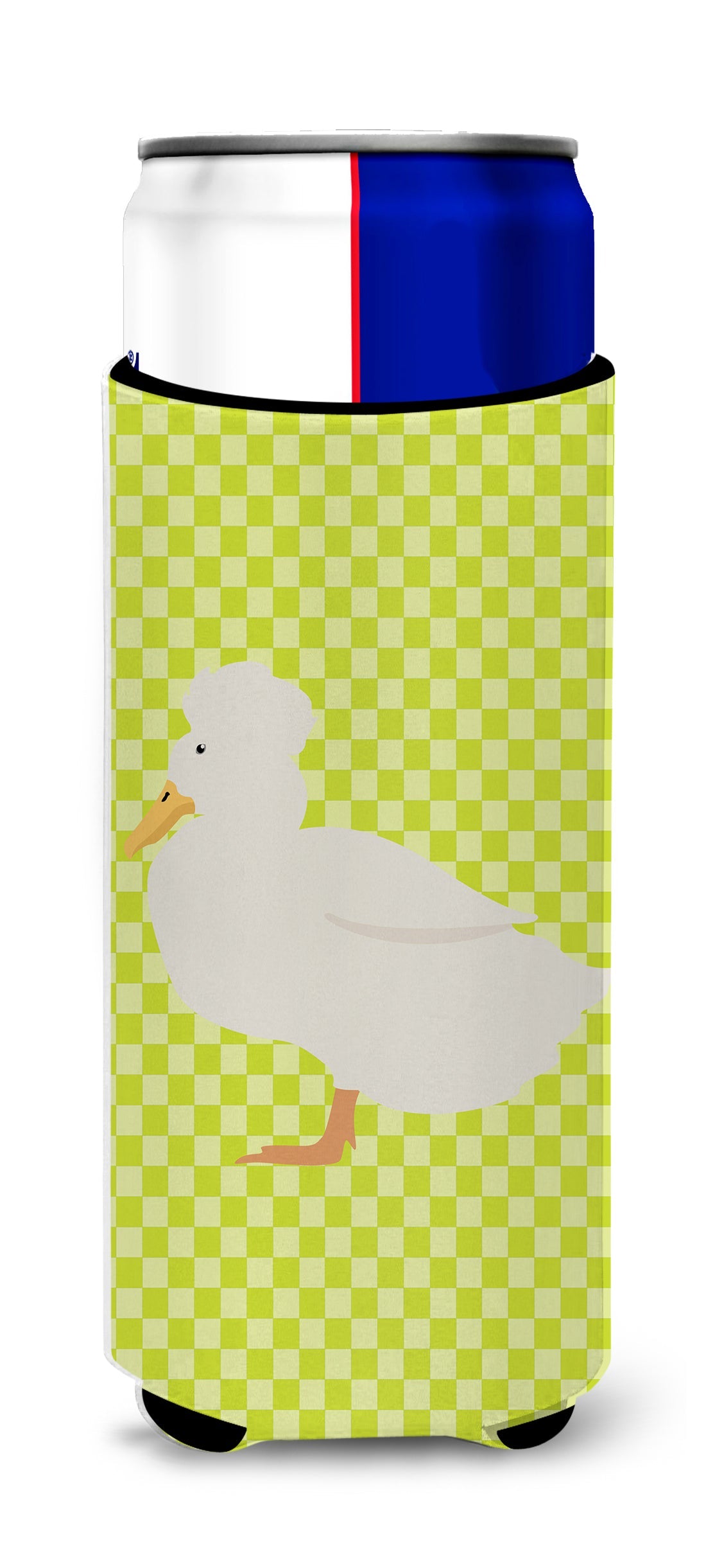 Crested Duck Green Slim Can Hugger , Insulated Foam Hugger for 12 oz Slim Cans, Beer Bottles & Water Bottles, Printed in USA