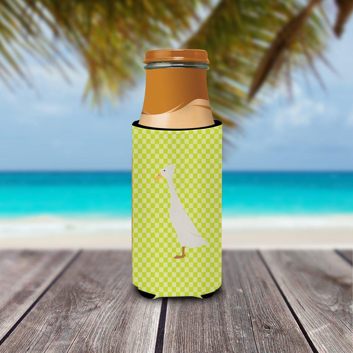 Bali Duck Green Slim Can Hugger , Insulated Foam Hugger for 12 oz Slim Cans, Beer Bottles & Water Bottles, Printed in USA