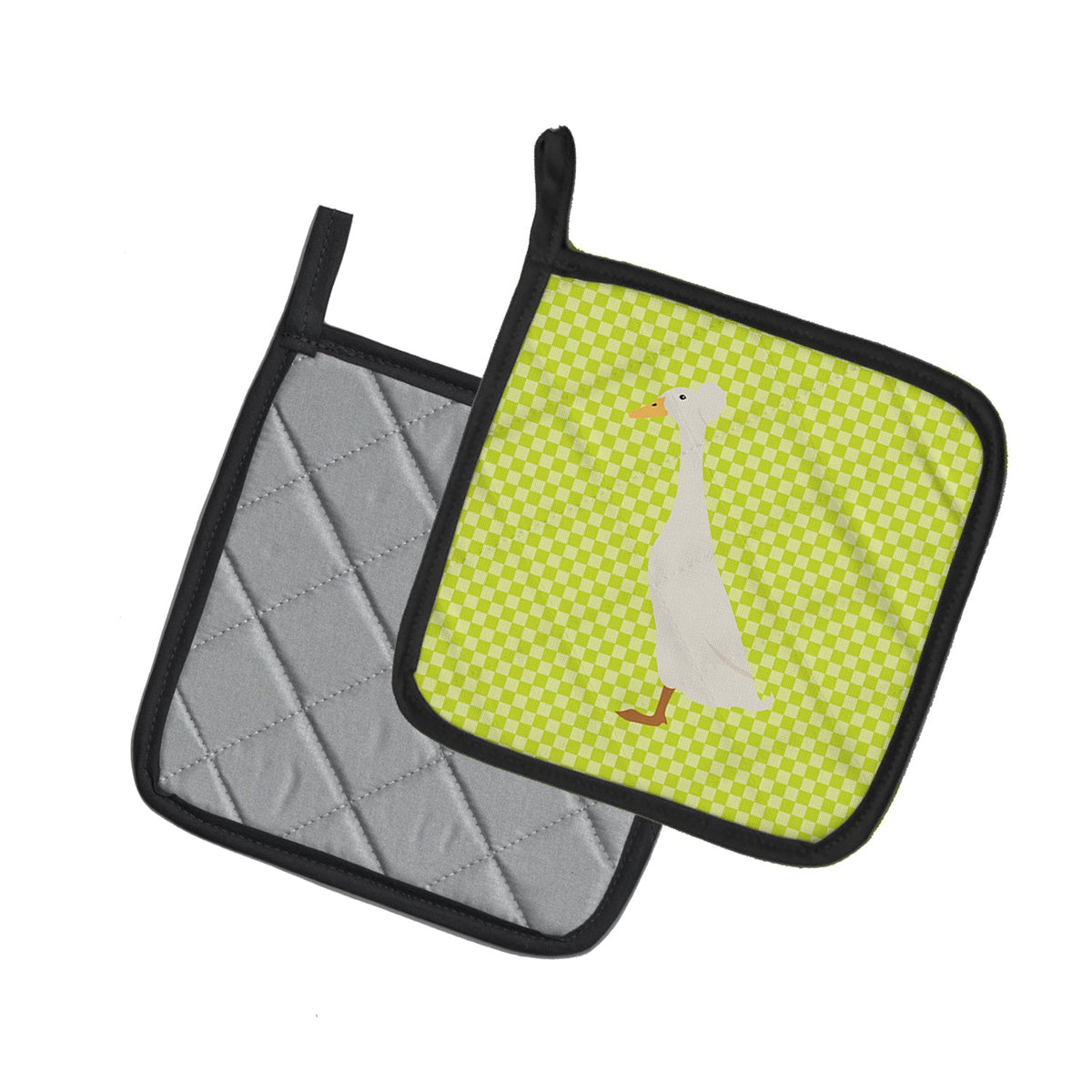 Bali Duck Green Pot Holder Set of 2 Heat Resistant Quilted Hot Pads 7.5 x 7.5 Inch, Insulated Kitchen Trivets for Cooking & Baking
