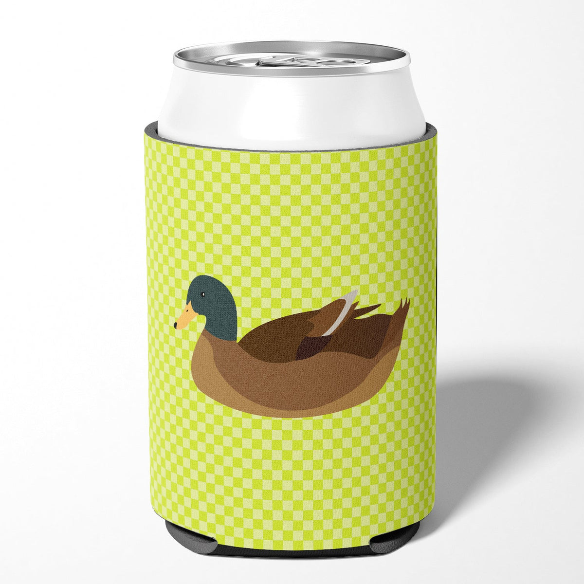 Khaki Campbell Duck Green Can or Bottle Hugger Cooler Sleeve for Standard 12 oz Cans, Insulated Foam Beer & Soda Can Hugger Reusable