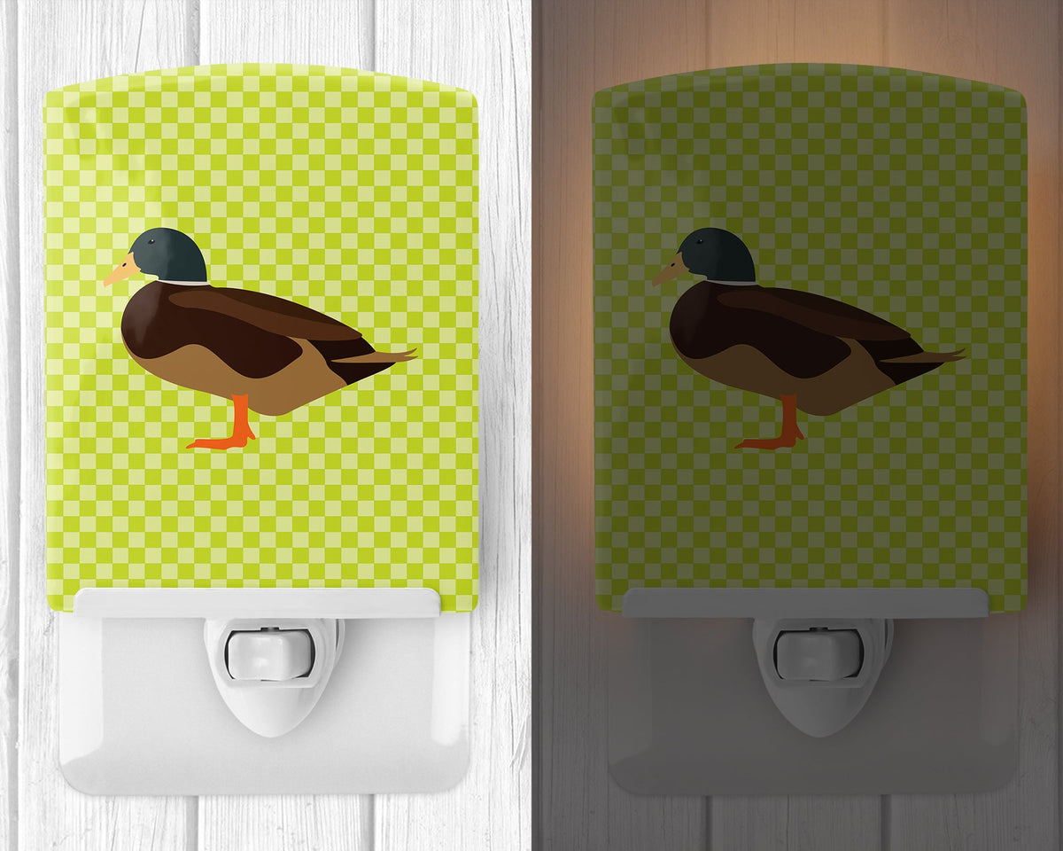 Silver Bantam Duck Green Ceramic Night Light Compact, UL-Certified, Ideal for Bedroom, Bathroom, Nursery, Hallway, Kitchen, 6x4x3, Multicolor