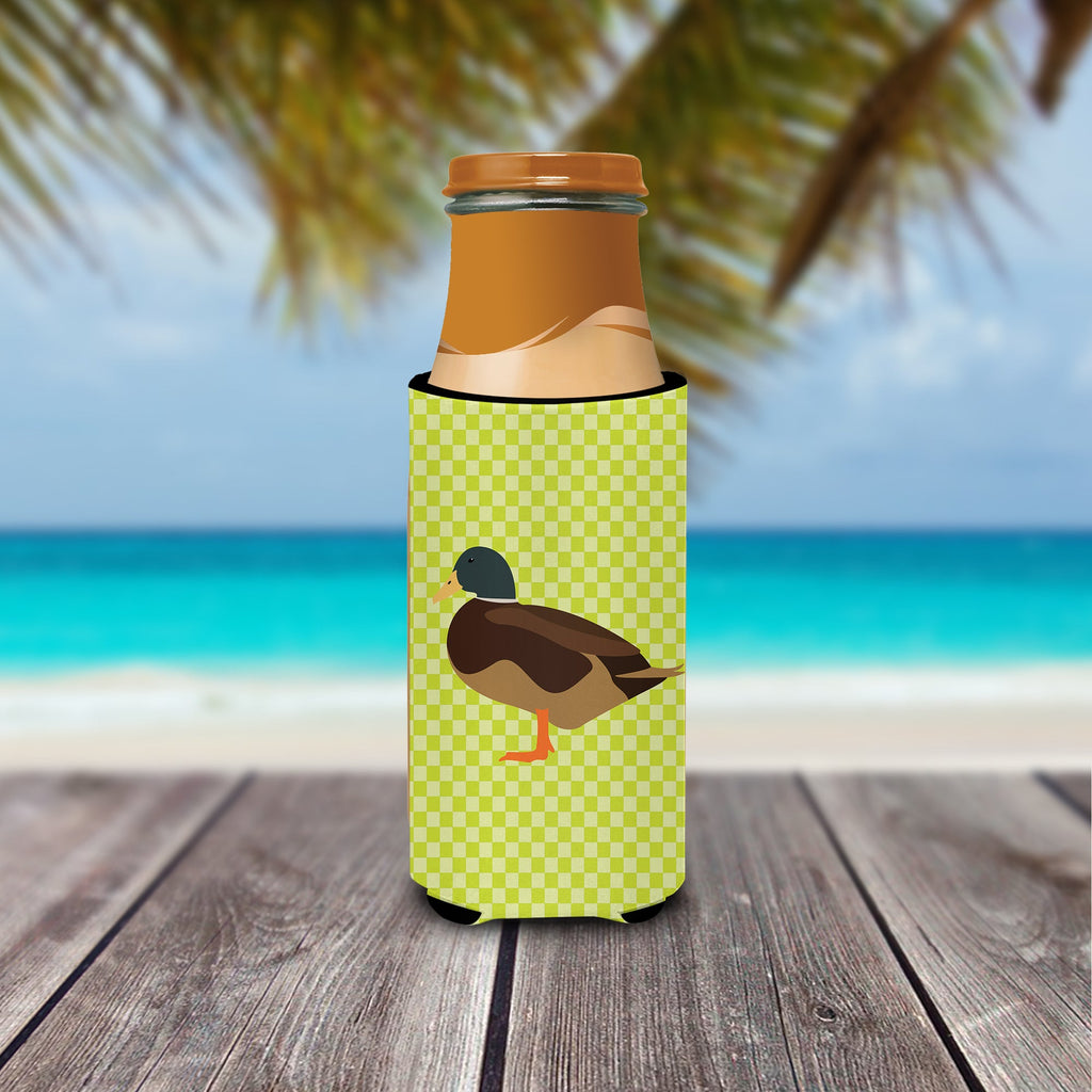 Silver Bantam Duck Green Slim Can Hugger , Insulated Foam Hugger for 12 oz Slim Cans, Beer Bottles & Water Bottles, Printed in USA