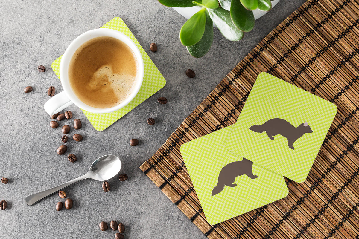Sable Marten Green Foam Coasters Set of 4 Cup Coasters for Indoor Outdoor, Tabletop Protection, Anti Slip, Mouse pad Material