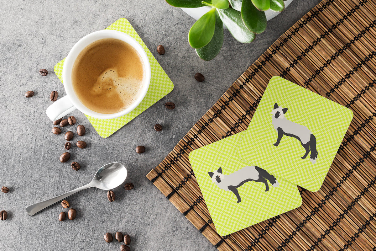 Silver Fox Green Foam Coasters Set of 4 Cup Coasters for Indoor Outdoor, Tabletop Protection, Anti Slip, Mouse pad Material