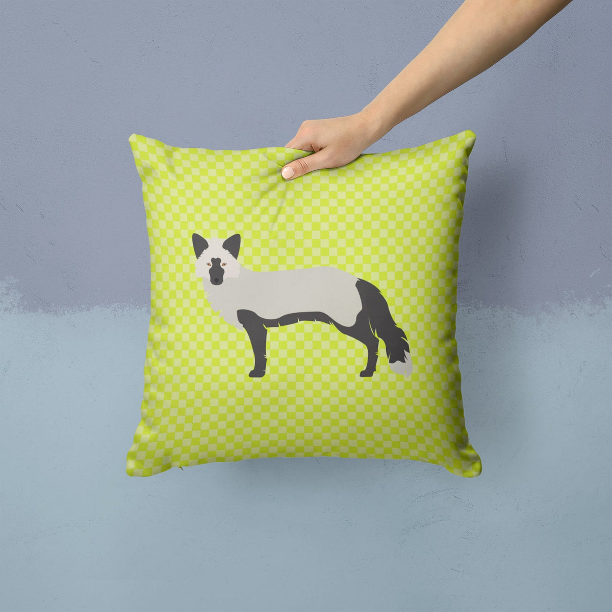Silver Fox Green Decorative Throw Pillow 14x14 Indoor Outdoor Accent Cushion, Fabric Cover with Insert for Sofa, Bed, Porch & Living Room