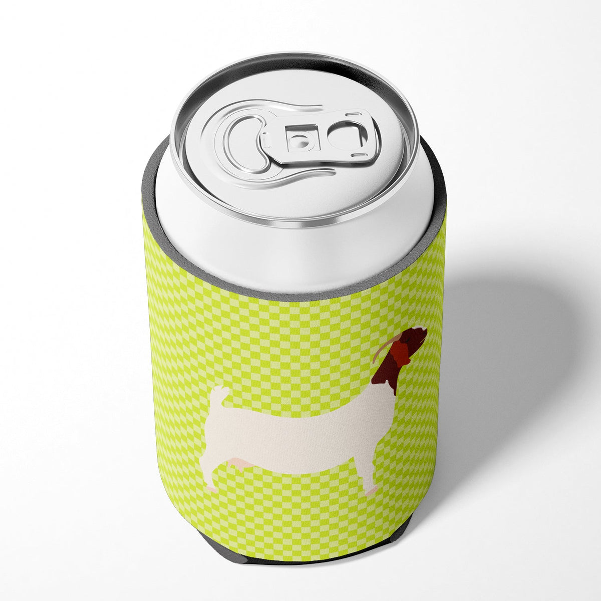 Boer Goat Green Can or Bottle Hugger Cooler Sleeve for Standard 12 oz Cans, Insulated Foam Beer & Soda Can Hugger Reusable