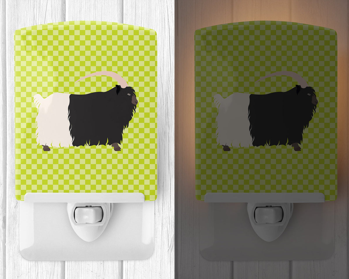 Welsh Black-Necked Goat Green Ceramic Night Light Compact, UL-Certified, Ideal for Bedroom, Bathroom, Nursery, Hallway, Kitchen, 6x4x3, Multicolor